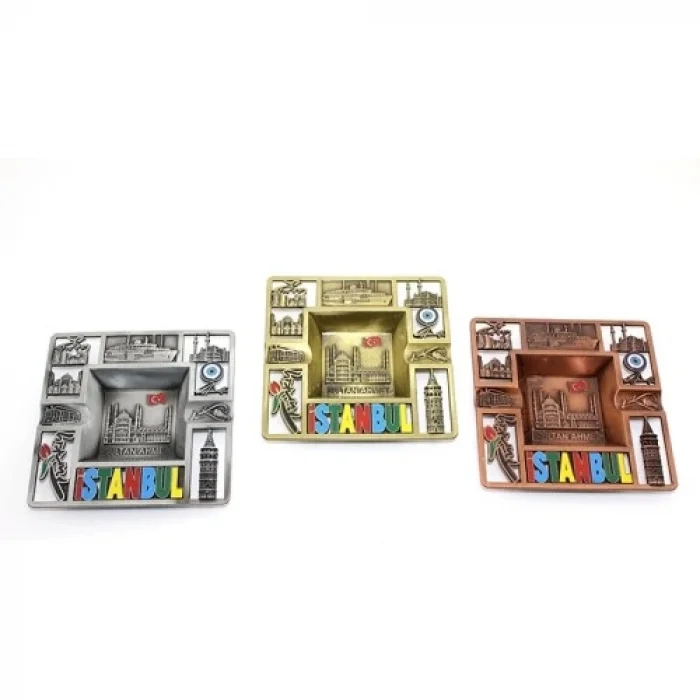  İstanbul Temalı Yöresel Metal Küllük Kare