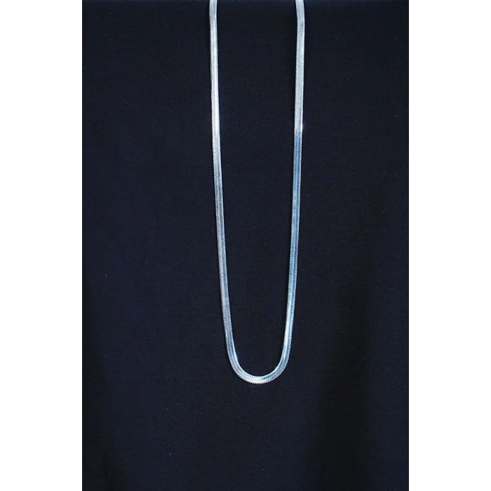 BUĞZ İtalyan Çelik Kolye 45cm 4mm Paslanmaz Gümüş