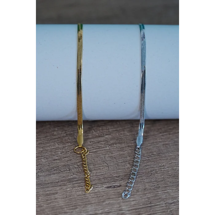 BUĞZ İtalyan Tasarım Çelik Çift Bileklik  Unisex Altın Gümüş Renk, Kararmaz 2 Adet