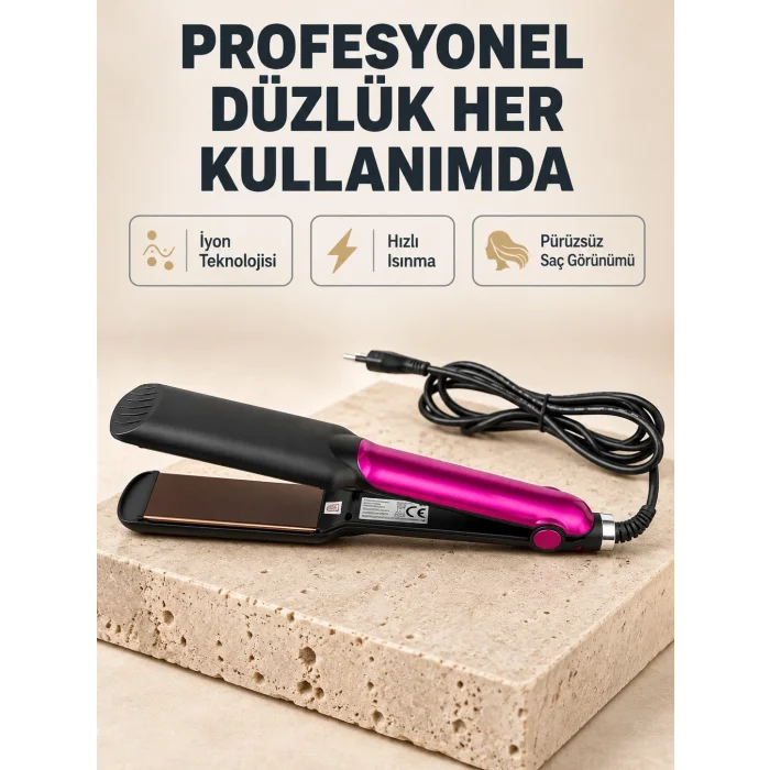 BUĞZ İyonik Saç Düzleştirici – 220°C Isıya Kadar Çıkan, LED Göstergeli ve Eşit Isı Dağılımlı Plaka