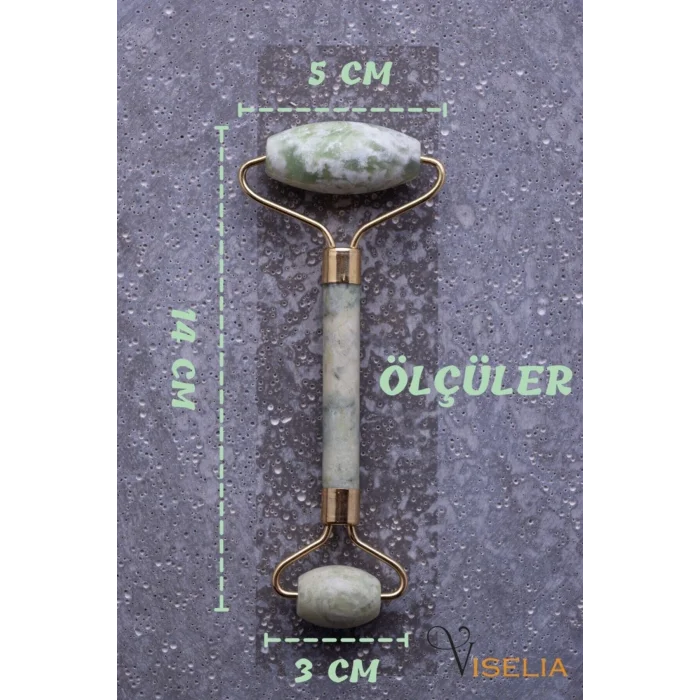 BUĞZ Jade roller yüz masaj aleti çift taraflı yeşim taşı yeşil 2 adet - Hayır Yaşlanma Karşıtı