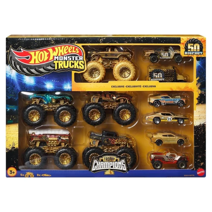  JDW07 Hot Wheels Monster Trucks Bigfoot Trophy Şampiyonları Araba ve Kamyon Çokl