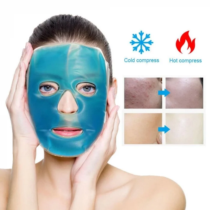 BUĞZ Jel Buz Paketi Yüz Maskesi Baş Ağrısı Yastık Kozmetik Maske + Çift Taraflı Cilt Fırçası