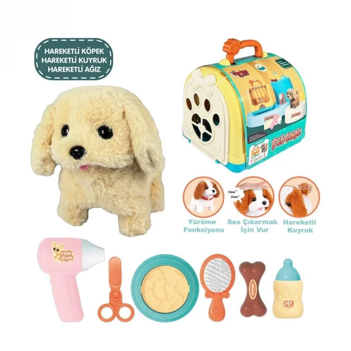 BUĞZ JND-3615 Taşıma Çantalı Hareketli Pilli Köpek Set (Pet Shop) -Vardem Oyuncak