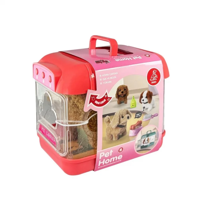 BUĞZ JND-6806 Hareketli Köpek ve Işıklı Sesli Şeffaf Kafes Seti -Vardem Oyuncak