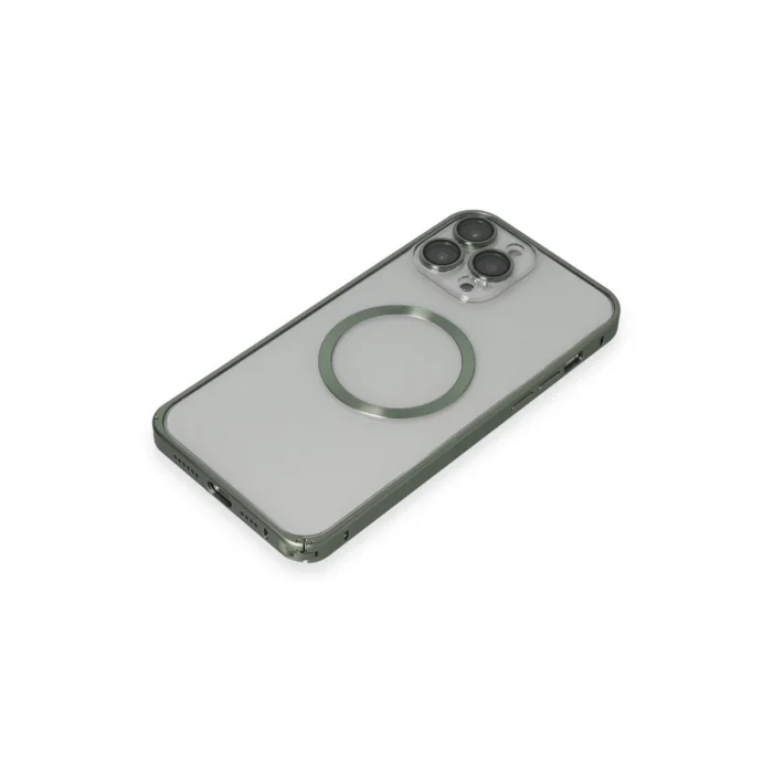 BUĞZ Joko İphone 13 Pro Max Metal Bumper Magneticsafe Kapak - Yeşil