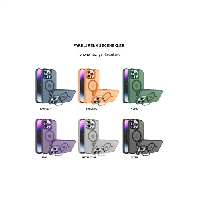 BUĞZ Joko İphone 14 Pro Kılıf Flet Lens Magsafe Kapak - Turuncu