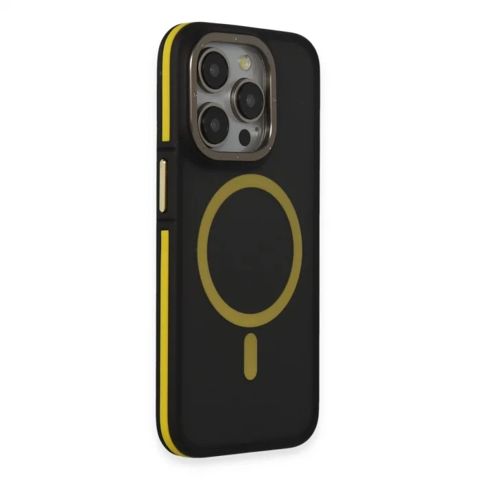 BUĞZ Joko İphone 14 Pro Max Kılıf Rocky Magsafe Kapak - Siyah-sarı