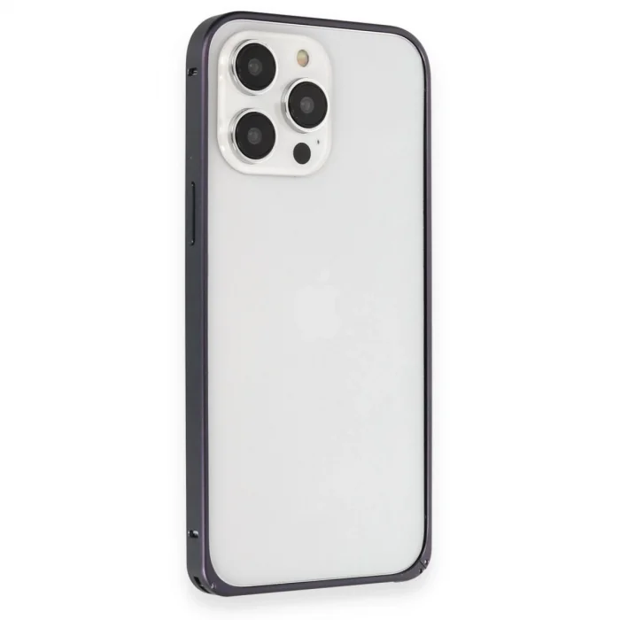 BUĞZ Joko İphone 15 Pro Kılıf Metal Bumper Magneticsafe Kapak - Lacivert