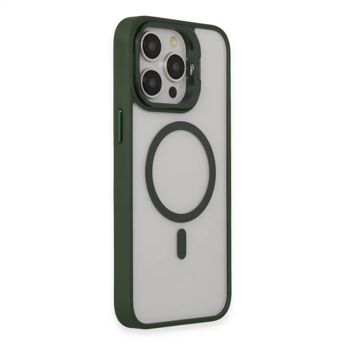 BUĞZ Joko İphone 15 Pro Kılıf Roblox Lens Magsafe Standlı Kapak - Koyu Yeşil