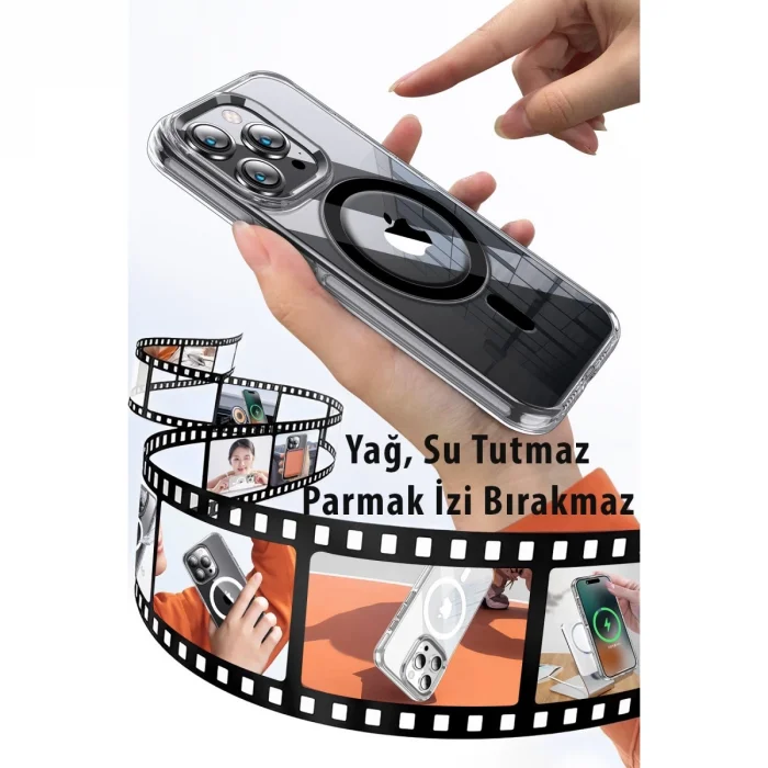 BUĞZ Joko İphone 15 Pro Max Kılıf Crystal Magsafe Kapak - Şeffaf