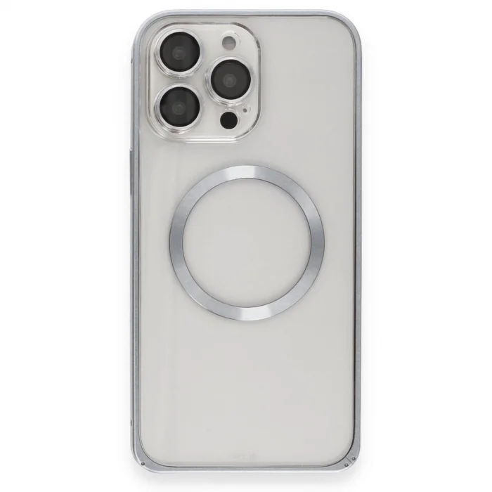BUĞZ Joko İphone 15 Pro Max Kılıf Metal Bumper Magneticsafe Kapak - Gri