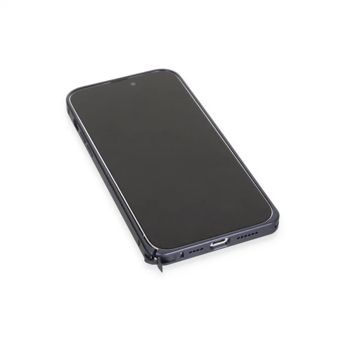 BUĞZ Joko İphone 15 Pro Max Kılıf Metal Bumper Magneticsafe Kapak - Lacivert