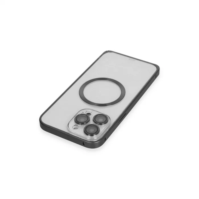 BUĞZ Joko İphone 15 Pro Max Kılıf Metal Bumper Magneticsafe Kapak - Siyah