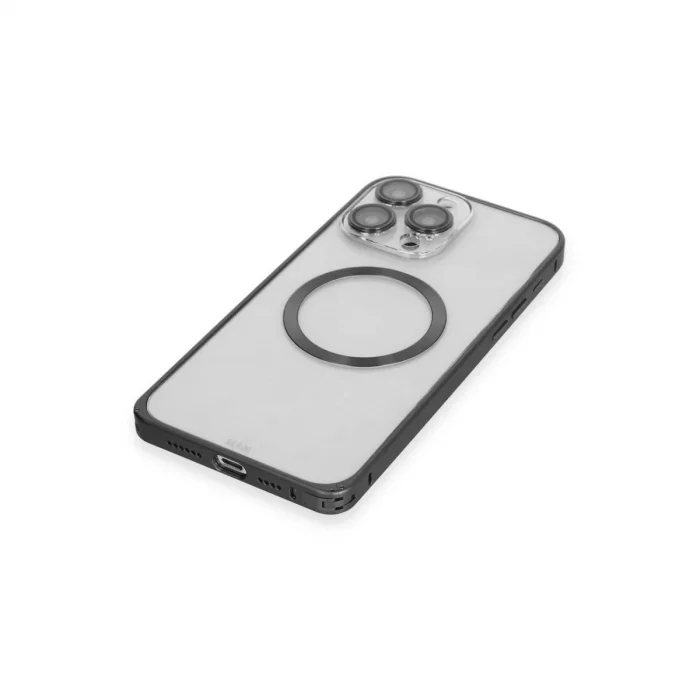 BUĞZ Joko İphone 15 Pro Max Kılıf Metal Bumper Magneticsafe Kapak - Siyah