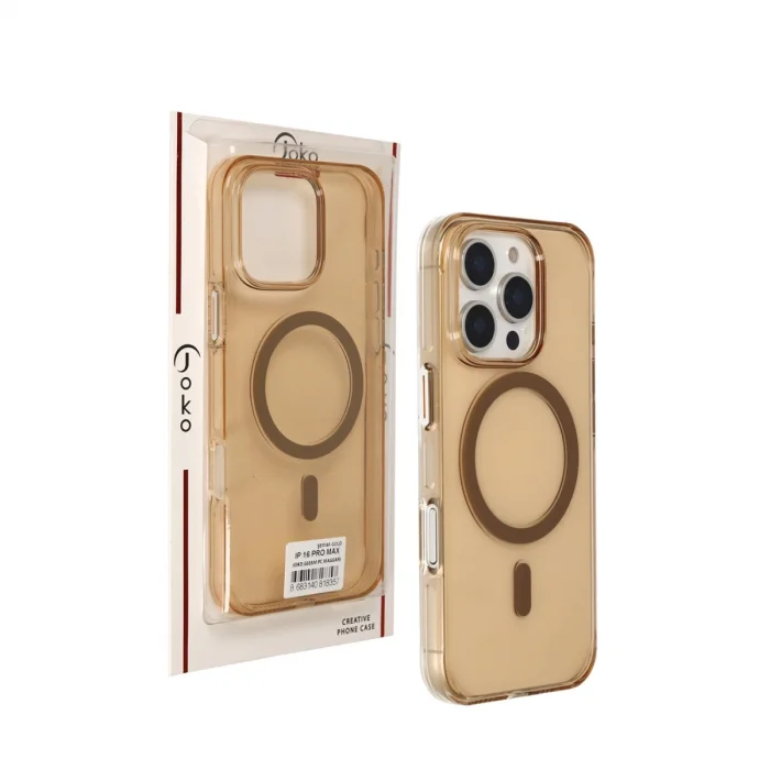 BUĞZ Joko İphone 16 Pro Max Gleam Pc Sert Magsafe Kılıf - Şeffaf-gold