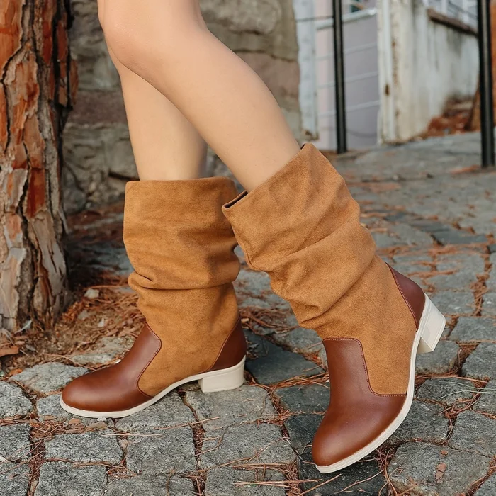 BUĞZ Jolin Taba Cilt Süet Detaylı Çizme - Lisinya