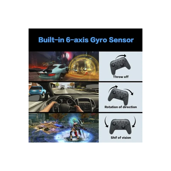 BUĞZ Joystick siyah Bluetooth bağlantılı Nintendo Switch uyumlu kablosuz gamepad oyun kolu