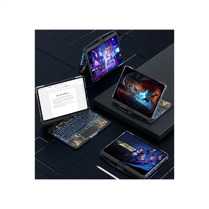 BUĞZ Jp11 İpad Pro 11 (2022) Kılıf Vales Dönen Ledli Klavyeli Tablet Kılıfı - Siyah