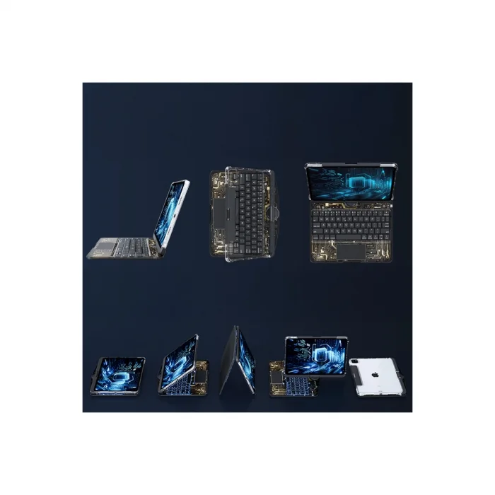 BUĞZ Jp11 İpad Pro 11 (2022) Kılıf Vales Dönen Ledli Klavyeli Tablet Kılıfı - Siyah