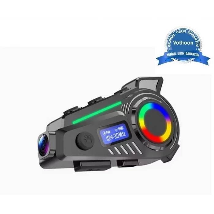 BUĞZ K19 Kameralı Motosiklet Kask Bluetooth Kulaklık Su Geçirmez Intercom Radyolu Hafıza Kartlı