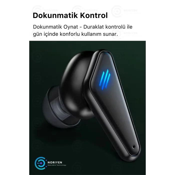  K55 Tws Pro Oyuncu Kulaklığı 3D Stereo Ses Extra Bass Işıklı Mikrofonlu Bluetooth Kablosuz Kulaklık