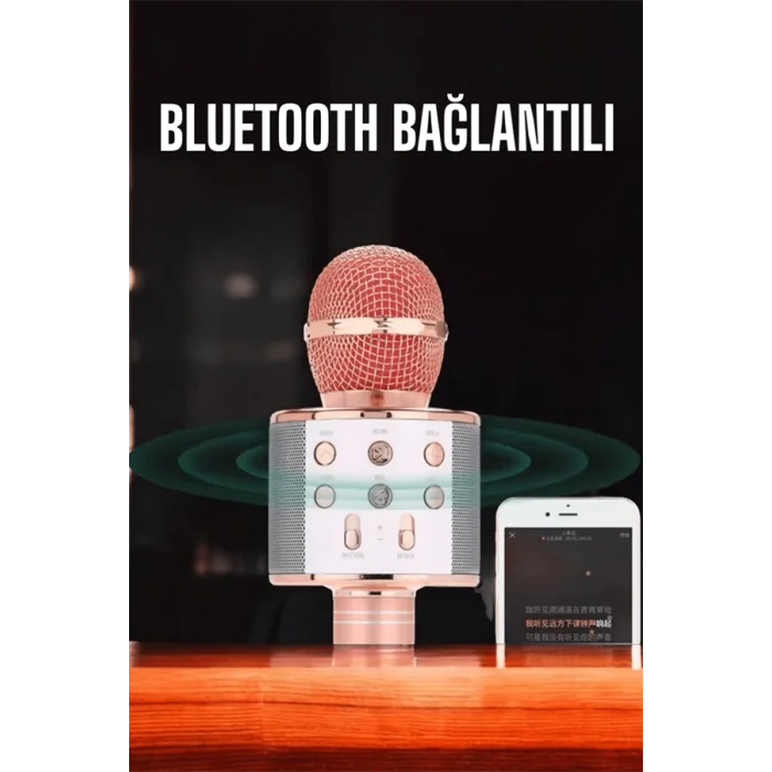 BUĞZ Kablosuz Bluetooth Karaoke Mikrofon USB ve AUX Girişli, Yüksek Ses Kalitesi - Lisinya