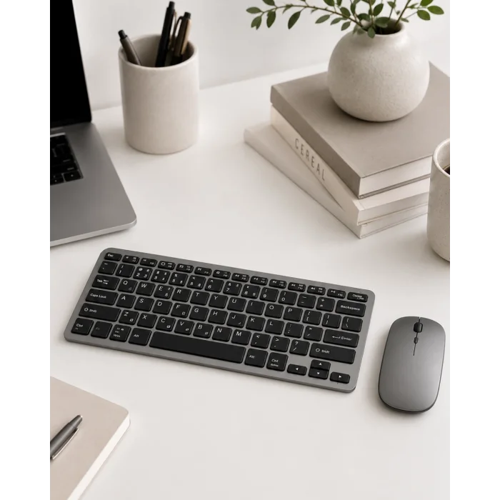 BUĞZ Kablosuz Bluetooth Klavye Mouse Seti Şarjlı Tablet Laptop Uyumlu