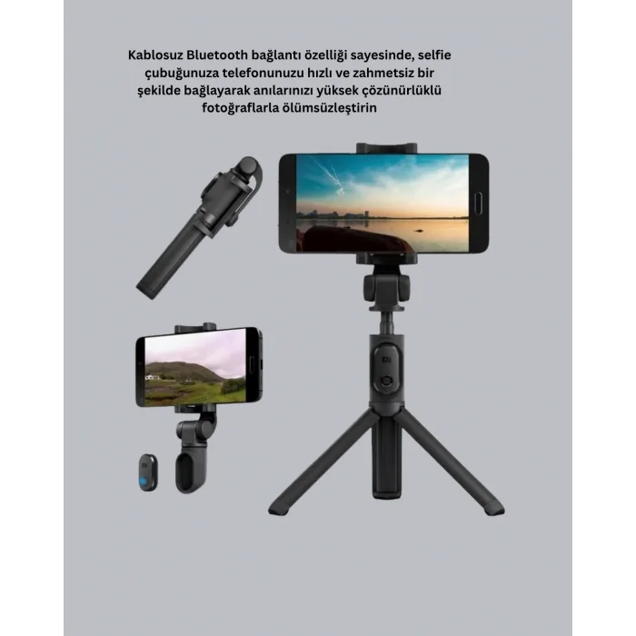 BUĞZ Kablosuz Bluetooth Selfie Çubuğu – 360° Dönebilir Başlık, Taşınabilir ve Şık Tasarım - BUĞZ