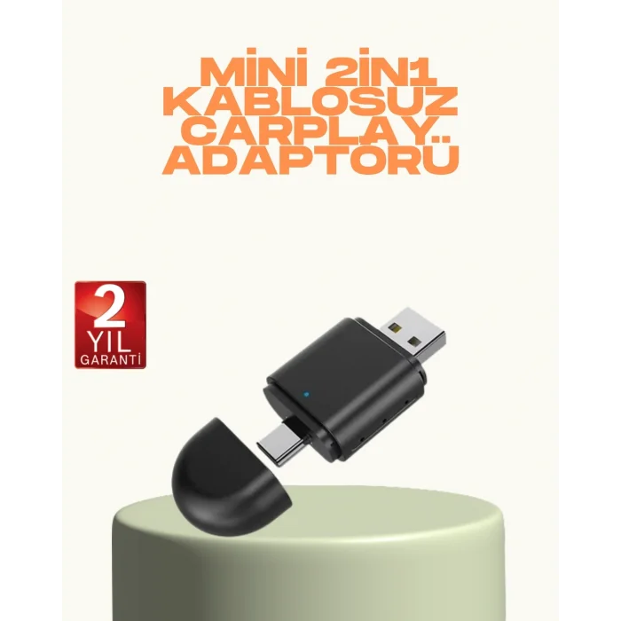 BUĞZ Kablosuz CarPlay ve Android Auto Adaptörü – USB-A & Type-C Girişli Akıllı Dönüştürücü