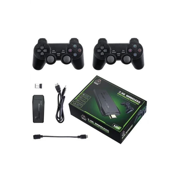 BUĞZ Kablosuz Çift Kollu Retro Oyun Kumandası, 32 GB Dahili Hafıza ile PC Uyumlu Siyah Gamepad