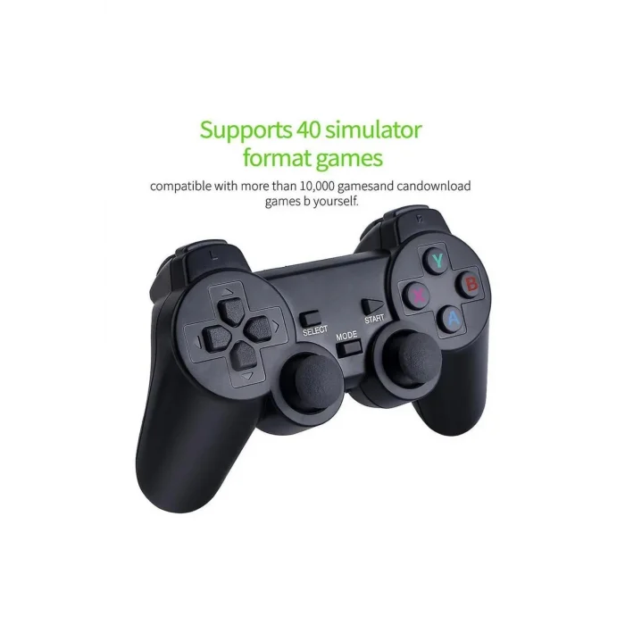 BUĞZ Kablosuz Çift Kollu Retro Oyun Kumandası, 32 GB Dahili Hafıza ile PC Uyumlu Siyah Gamepad