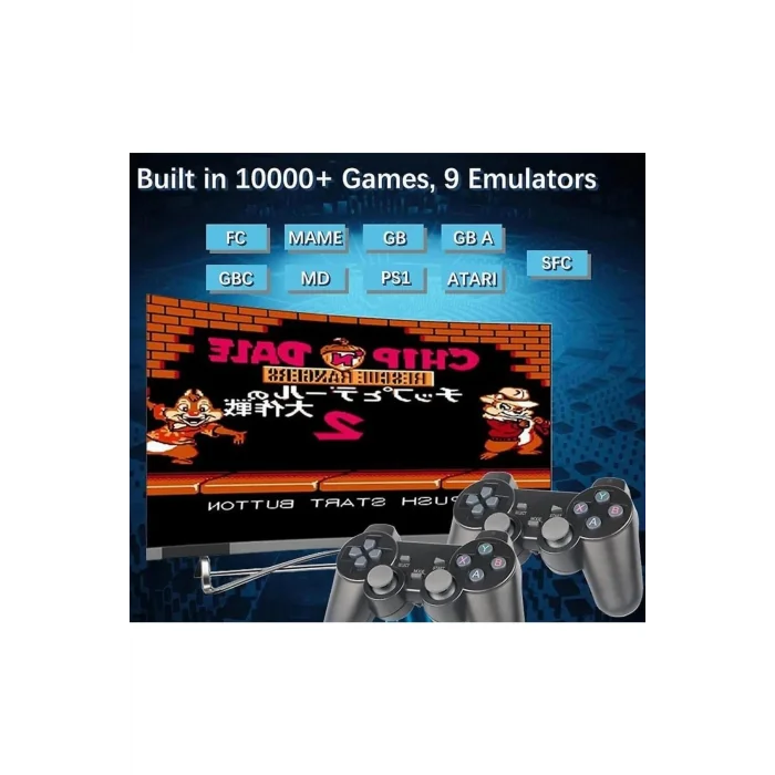 BUĞZ Kablosuz Çift Kollu Retro Oyun Kumandası, 32 GB Dahili Hafıza ile PC Uyumlu Siyah Gamepad