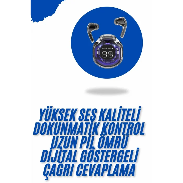 BUĞZ Kablosuz Dijital Göstergeli Powerbanklı IOS ve  Android Uyumlu Gaming Kulaklık - BUĞZ
