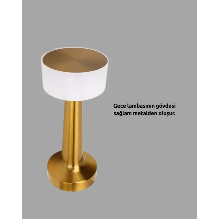 BUĞZ Kablosuz Dokunmatik Masa Lambası – Şık Modern Metal Gövde, USB Şarjlı - Lisinya