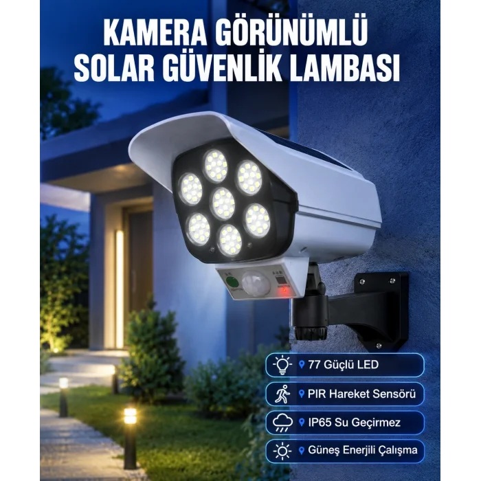BUĞZ Kablosuz, Güneş Paneliyle Şarj Olan Dış Mekan Lambası – 8-10 Saat Aydınlatma Süresi
