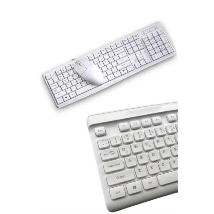  Kablosuz Klavye Mouse Seti Beyaz Q Klavye Tüm Cihazlara Uyumlu
