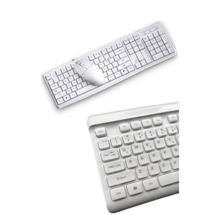  Kablosuz Klavye Mouse Seti Beyaz Q Klavye Tüm Cihazlara Uyumlu