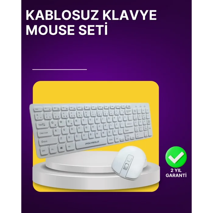 BUĞZ Kablosuz Klavye ve Mouse Seti - Ergonomik Tasarım, Sessiz Kullanım, Geniş Uyumluluk