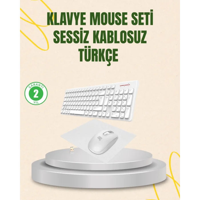  Kablosuz Klavye ve Mouse Seti - Ergonomik Tasarım, Sessiz Kullanım, Geniş Uyumluluk