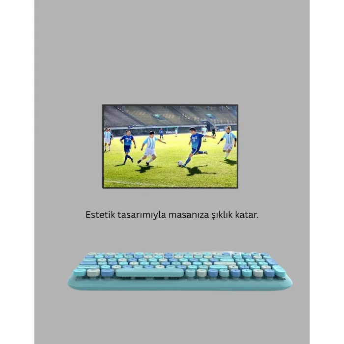 BUĞZ Kablosuz Klavye ve Mouse Seti – Sessiz Tuş, Retro Tasarım