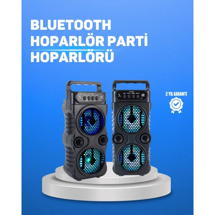 BUĞZ Kablosuz LED Işıklı Bluetooth Hoparlör – FM Radyolu, Mikrofon Girişli