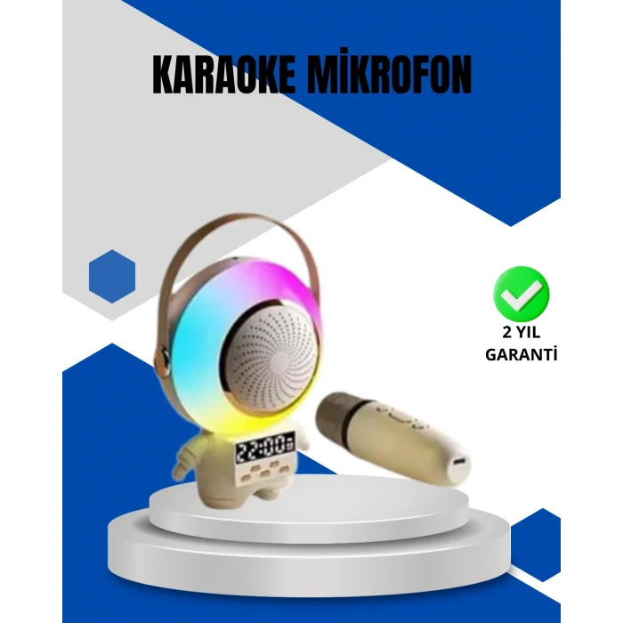 BUĞZ Kablosuz Mikrofonlu Astronot Tasarım Bluetooth Speaker Karaoke