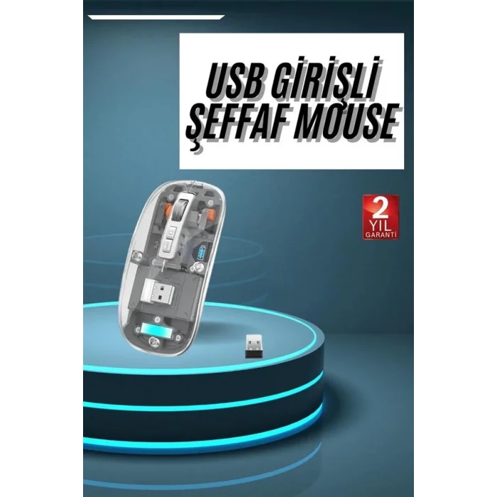  Kablosuz Mouse Fare Şarjlı Bluetooth Wireless Çift Modlu Sessiz