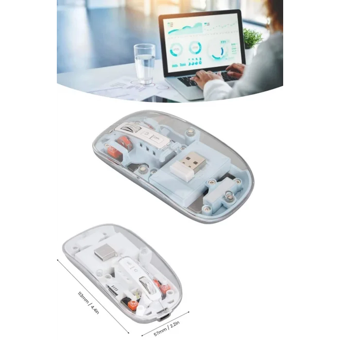 BUĞZ Kablosuz Mouse Fare Şarjlı Bluetooth Wireless Çift Modlu Sessiz - BUĞZ