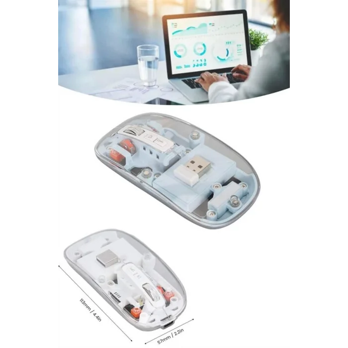 BUĞZ Kablosuz Mouse Fare Şarjlı Bluetooth Wireless Çift Modlu Sessiz - BUĞZ