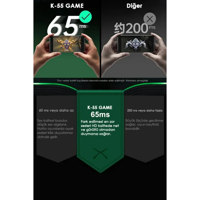 BUĞZ Kablosuz Oyuncu Kulak İçi Kulaklığı, Düşük Gecikmeli, Mikrofon ve RGB Aydınlatmalı, Siyah