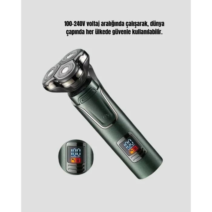 BUĞZ Kablosuz Profesyonel Erkek Bakım Seti – 3 Başlıklı, 3D Akıllı Kesim, Taşınabilir - Lisinya