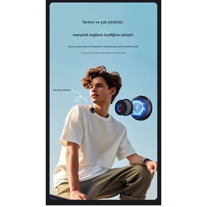 BUĞZ Kablosuz Profesyonel İkili Yayın Yaka Mikrofonu Şarj Kutu Mıknatıslı Typce Lightning Çıkış Mikrofon