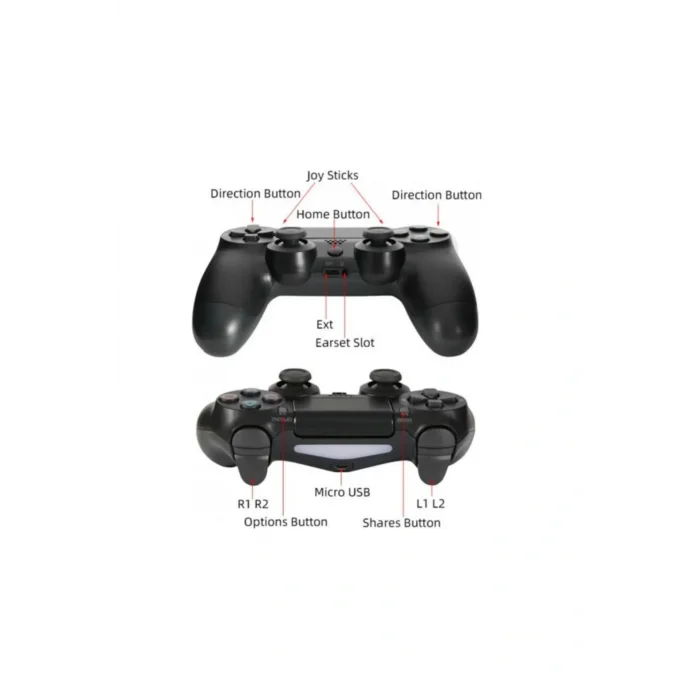 BUĞZ Kablosuz PS4 Oyun Kolu | Wireless Joystick Gamepad | Titreşimli DualShock Uyumlu – Siyah